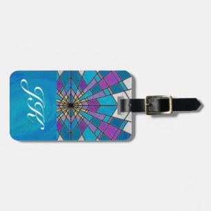 Étiquette À Bagage Rayon en verre de teint bleu et violet