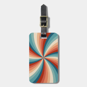 Étiquette À Bagage Rayons solaires ondulés de style rétro coloré