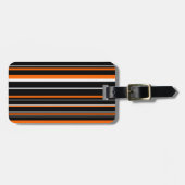 Étiquette À Bagage Rayure de code-barres noir, orange et blanc (Devant horizontal)