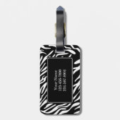 Étiquette À Bagage Rayure de zèbre de monogramme avec l'étiquette (Dos Vertical)