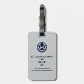 Étiquette À Bagage Rayure gris-clair avec le monogramme de guirlande (Dos Vertical)