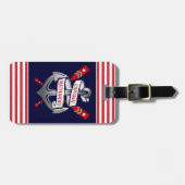 Étiquette À Bagage Rayure nautique de rouge de marine de capitaine (Devant horizontal)