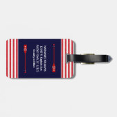 Étiquette À Bagage Rayure nautique de rouge de marine de capitaine (Dos horizontal)