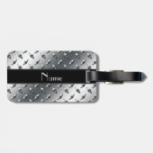 Étiquette À Bagage Rayure noire en acier de plat nommé fait sur (Dos horizontal)
