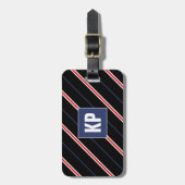 Étiquette À Bagage Rayure noire pour lui élégant masculin frais (Devant Vertical)