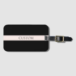 Étiquette À Bagage Rayure rose pâle et texte éditable élégant