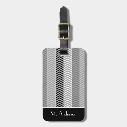 Étiquette À Bagage Rayures blanches noires de Contempory Chevron avec (Devant Vertical)