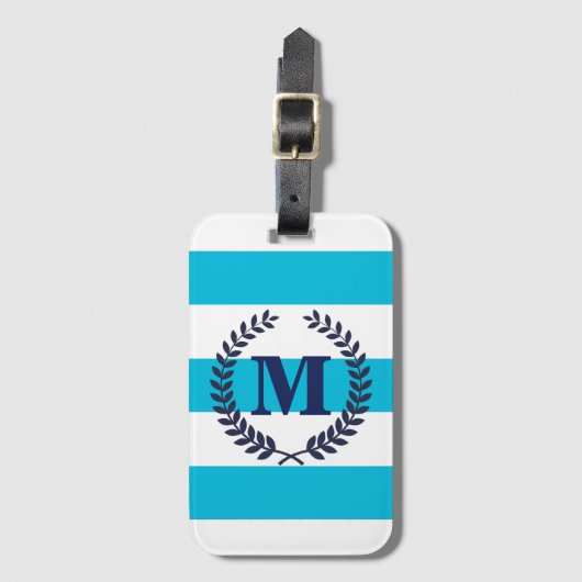 Étiquette À Bagage Rayures bleues (Devant Vertical)