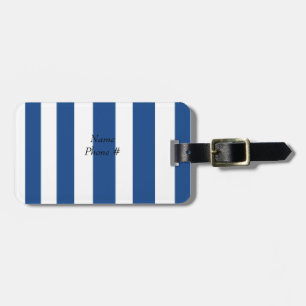 Étiquette À Bagage Rayures Bleues et Blanches