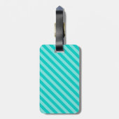 Étiquette À Bagage Rayures d'Aqua et de turquoise (Dos Vertical)