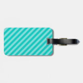 Étiquette À Bagage Rayures d'Aqua et de turquoise (Dos horizontal)