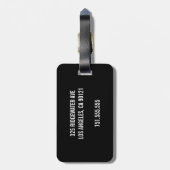 Étiquette À Bagage Rayures de emballage noires sur la coutume décorée (Dos Vertical)