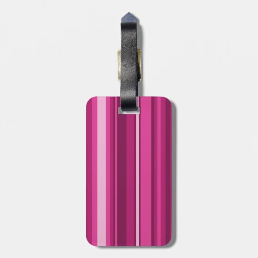 Étiquette À Bagage Rayures de fuchsia de monogramme (Dos Vertical)