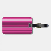 Étiquette À Bagage Rayures de fuchsia de monogramme (Dos horizontal)