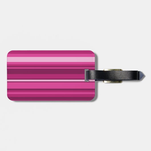 Étiquette À Bagage Rayures de fuchsia de monogramme (Dos horizontal)