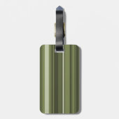 Étiquette À Bagage Rayures de vert olive de monogramme (Dos Vertical)
