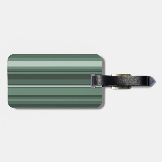 Étiquette À Bagage Rayures de vert sauge de monogramme (Dos horizontal)