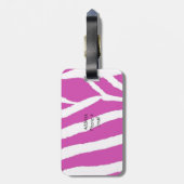 Étiquette À Bagage Rayures de zèbre rose (Dos Vertical)