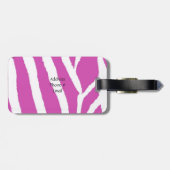 Étiquette À Bagage Rayures de zèbre rose (Dos horizontal)