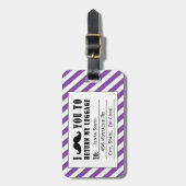 ÉTIQUETTE À BAGAGE RAYURES DRÔLES DE POURPRE DE L'ÉTIQUETTE %PIPE% DE (Devant Vertical)