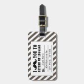 ÉTIQUETTE À BAGAGE RAYURES DRÔLES DE TAUPE DE L'ÉTIQUETTE %PIPE% DE (Devant Vertical)