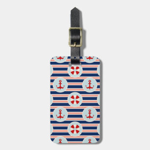 Étiquette À Bagage Rayures et motif de points nautiques
