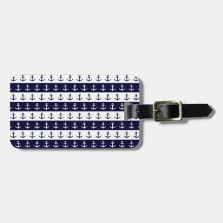 Étiquette À Bagage Rayures et motif nautiques d'ancre