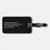 Étiquette À Bagage Rayures géométriques noires et blanches à la mode (Dos horizontal)