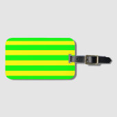 Étiquette À Bagage Rayures Jaune Citron et Vert Citron  (Devant Horizontal)