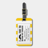 ÉTIQUETTE À BAGAGE RAYURES JAUNES DRÔLES DE L'ÉTIQUETTE %PIPE% DE (Devant Vertical)