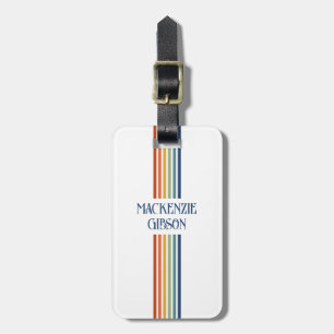 Étiquette À Bagage Rayures minimalistes monogrammées rétro