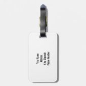 Étiquette À Bagage Rayures noires et blanc avec des initiales (Dos Vertical)