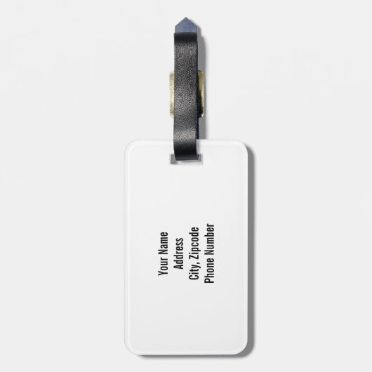 Étiquette À Bagage Rayures noires et blanc avec des initiales (Dos Vertical)