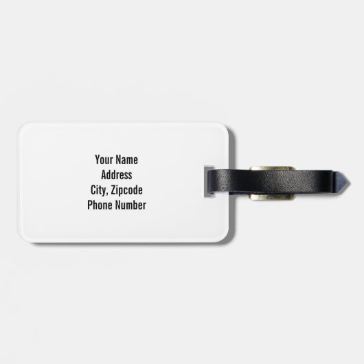 Étiquette À Bagage Rayures noires et blanc avec des initiales (Dos horizontal)