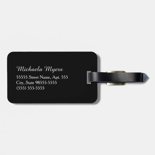 Étiquette À Bagage Rayures noires et blanches larges décontractées (Dos horizontal)