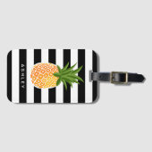 Étiquette À Bagage Rayures tropicales de blanc de noir de décor (Devant Horizontal)