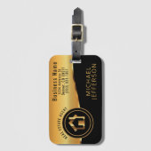 Étiquette À Bagage Realtor professionnel - Noir & Or (Devant Vertical)