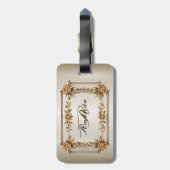 Étiquette À Bagage Rectangle doré Fleurs Dimonées brillantes (Dos Vertical)