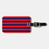 Étiquette À Bagage Red and Navy Blue Nautical Stripes  (Devant horizontal)
