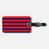 Étiquette À Bagage Red and Navy Blue Nautical Stripes  (Dos horizontal)