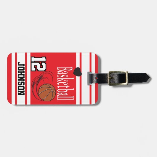 Étiquette À Bagage Red and White (Devant horizontal)