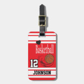 Étiquette À Bagage Red and White (Devant Vertical)