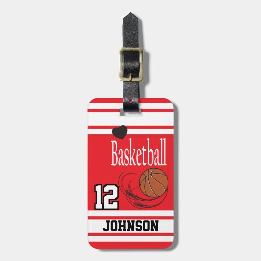 Étiquette À Bagage Red and White (Devant Vertical)