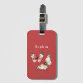 Étiquette À Bagage Red Berries Butterflies (Devant Vertical)