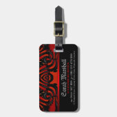 Étiquette À Bagage Red+Black Gothic Tribal w/ Logo (Devant Vertical)