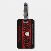Étiquette À Bagage Red+Black Gothic Tribal w/ Logo (Dos Vertical)