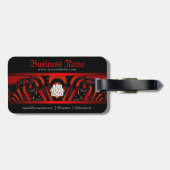 Étiquette À Bagage Red+Black Gothic Tribal w/ Logo (Dos horizontal)
