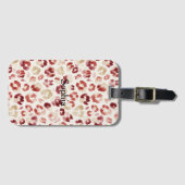 Étiquette À Bagage Red Cream Leopard Animal Print (Devant Horizontal)