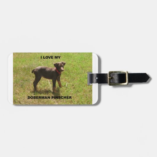 Étiquette À Bagage Red_doberman_love avec pic (Devant horizontal)