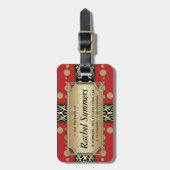 Étiquette À Bagage Red Gold Médieval Fusion Orientale Personnalisée (Devant Vertical)
